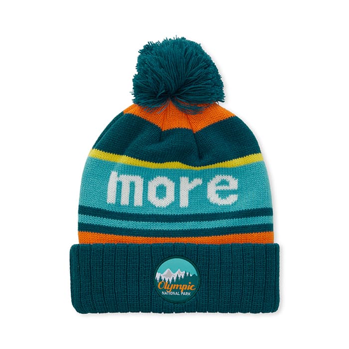 Bonnet en jacquard à motif personnalisé rPET avec bord-côte en tricot côtelé 3*1 et pompon. — vue 1 sur 9