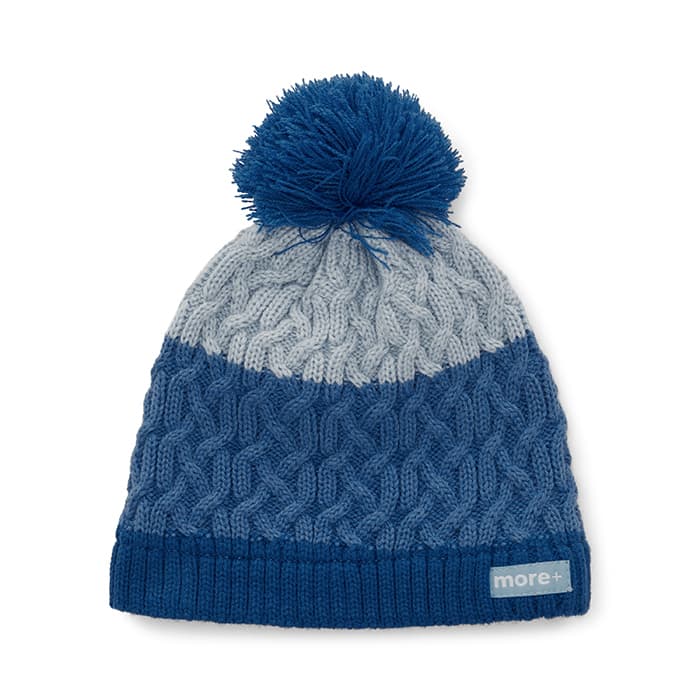 Bonnet tressé avec doublure en polaire, bord-côte et pompon. — vue 1 sur 5