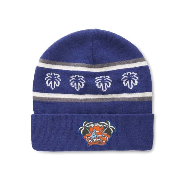 Bonnet en acrylique à motif personnalisé et à revers en jacquard. — vue 1 sur 6