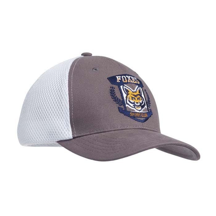 Casquette en coton épais brossé avec sandwich et arrière en maille.