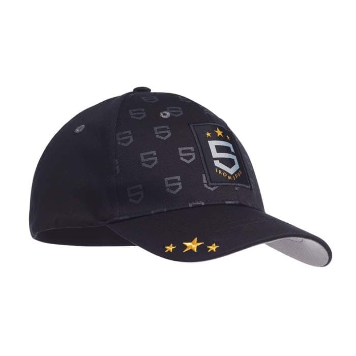 Casquette de baseball 6 panneaux en sergé de coton extensible.