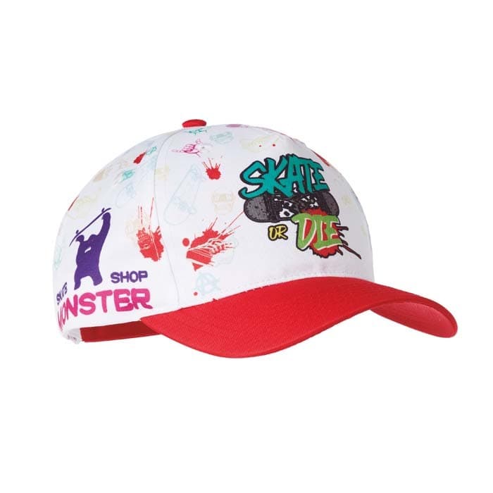 Casquette 5 panneaux en polyester, imprimée sur toute la surface