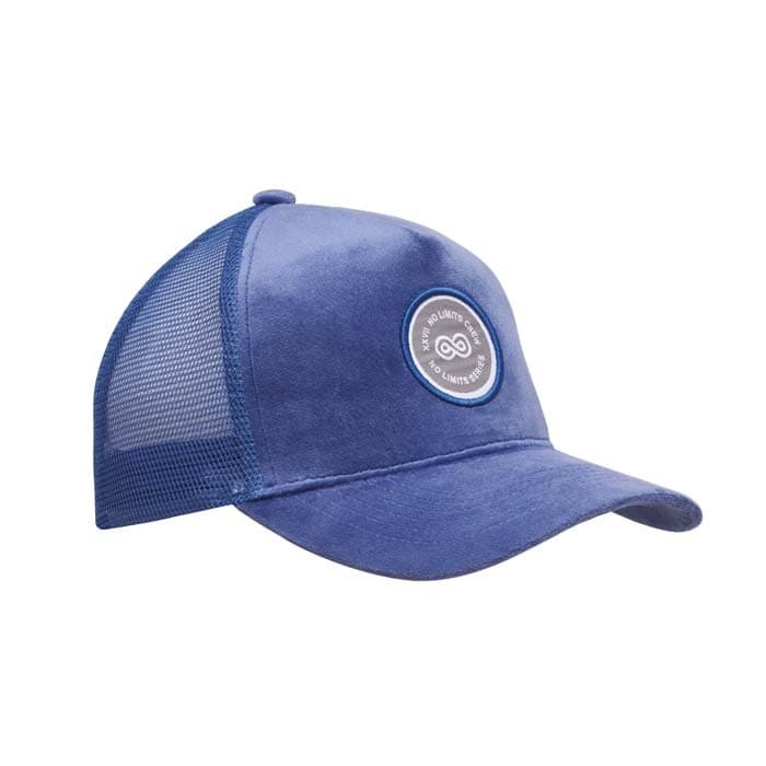 Casquette de camionneur haute en velours à 5 panneaux.