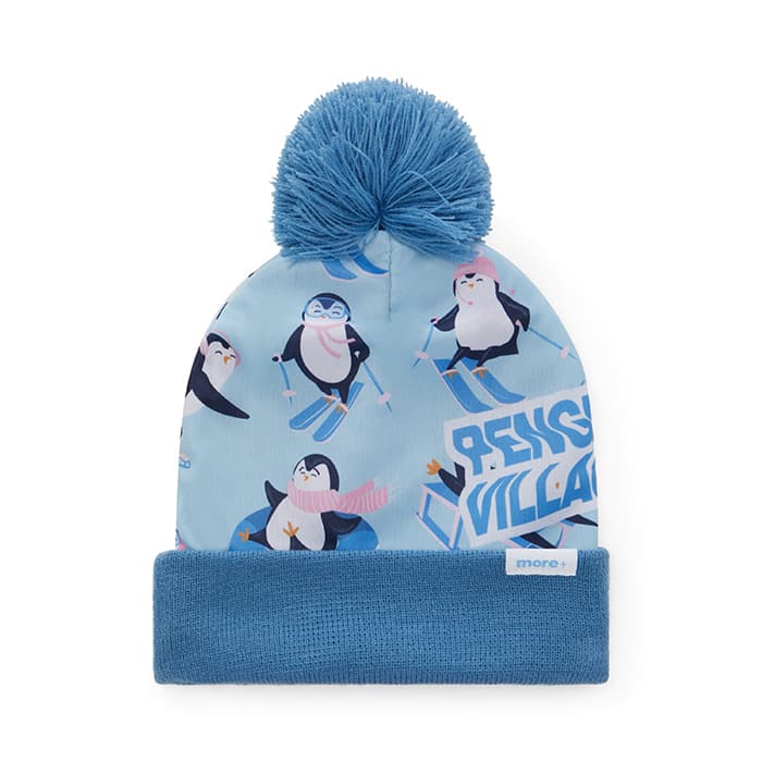 Bonnet en polyester coloré avec intérieur en acrylique, pompon et bord-côte 1*1.